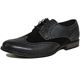 Alpine Swiss Zurich Mens Wing Tip Oxfords Two Tone Brogue Medallion Black 11 M US