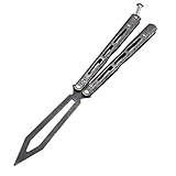 LOVIZA Practice Butterfly Knife, Balisong Trainer Stainless Steel Butterfly Knife Training Practice Comb Unsharpened Blade (Gray)