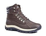 KINGSHOW Men's M0705 Water Proof Brown Leather Rubber Sole Winter Snow Boots 13 M US