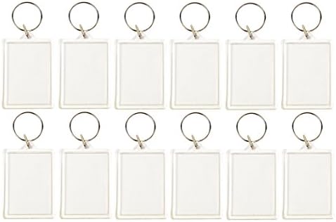 Lot of 12 Photo Keychains Blank Clear Acrylic Insert Picture Frame 2" x 1 3/8" Photograph Image By Spreezie