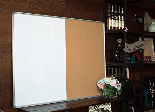 Magnetic Dry Erase and Cork Bulletin Board Combination - 4 Thought 36'' X 24" Magnetic Whiteboard & Cork Board Combo with Aluminum Frame, 10 Push Pins and Marker Tray Included - Thumbnail 5