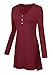 Urban CoCo Women's Casual Long Sleeve Button Design Tunic Top (L, Wine red)