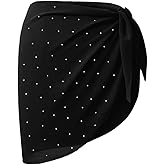 VINICUNCA Swimsuit Cover Ups Sparkly Rhinrstone Beach Sarongs Semi-Sheer Bathing Suit Wrap Skirt for Women