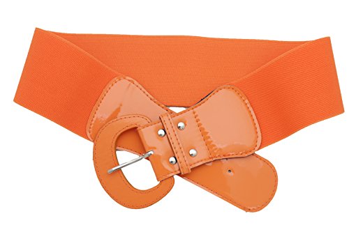 TFJ Women Fashion Wide Stretch Belt Hip High Waist Orange Waistband Size S M