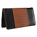 Christian Art Gifts Checkbook Cover for Women & Men - Strong & Courageous - Black and Tan Faux Leather Christian Checkbook Cover for Duplicate Checks, ID, Credit Cards & Pen Loop Holder - Joshua 1:9