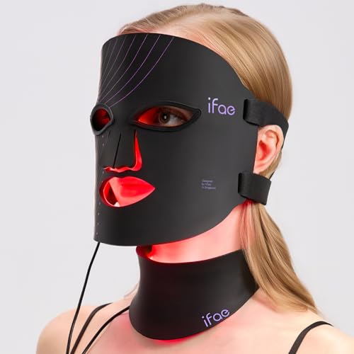 Photo 1 of IFAE Red Light Therapy Mask for Face and Neck, 7 Colors with NIR Led Face Mask Light Therapy with Eye Protection and Remote, Rechargeable Ergonomic Design for True Anti-Aging Skincare at Home Black