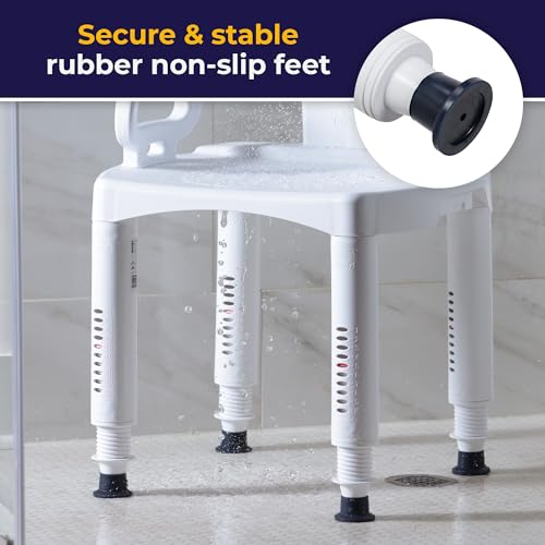 Drive Medical RTL12505 Handicap Bathroom Bench with Back and Arms, White