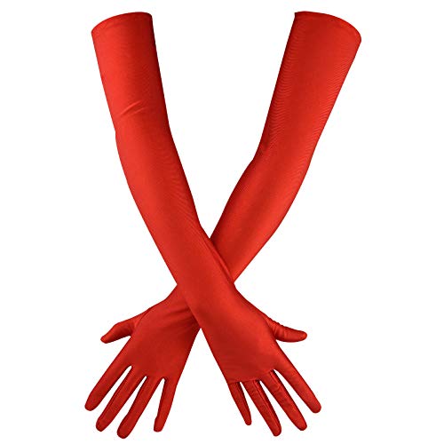 Long Opera Satin Gloves for Women 1920s Costume Dress Elbow Length, 21 inch at Amazon