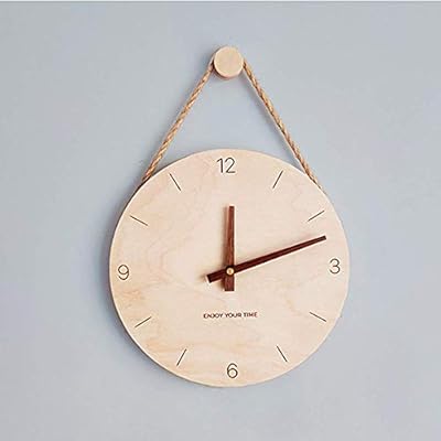 YHYHNE Wall Clock - Creative Simple Round Wood Scale Hanging Rope Clock, Silent/Accurate Time, 10 Inches Fashion Good… 41rix4vox1L