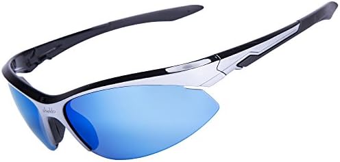 LVXING1 Shieldo Polarized Sports Sunglasses for Men and Women Running Cycling Fishing, Mirrored Integrated Polarized Lens Unbreakable Frame SLY002-1