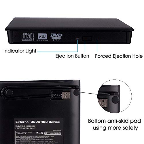 WONdere USB 3.0 External DVD CD Drive High Speed Data Transfer DVD±RW DVD-ROM Writer Burner - Thumbnail 3