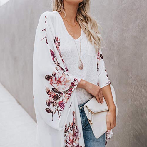 image for GOVOW Chiffon Shawl Print Kimono Cardigan for Womens Top Cover Up Casu