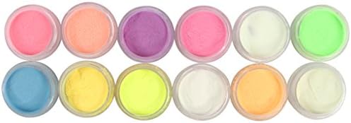Kangmaorong Glow Powder Pigment for Painting,Slime,Nails,Pack of 12 Assorted Colors