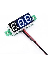 Voltímetro digital ultrapequeño DROK con pantalla LED de 0.28 pulgadas, 0 100 V, comprobador de voltaje (3 30) para panel de motocicleta o auto, Azul, 1
