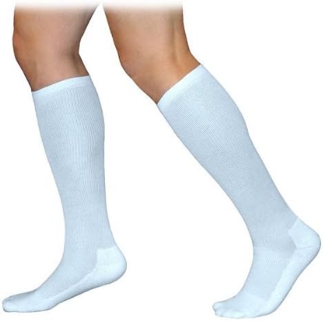 'Economy Class' Graduated Compression Travel Socks 15-20mmHg by JetLeg - Men's (B, White)