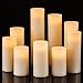 Onlyhome Flameless Candles, Battery Operated Real Wax Pillar LED Candle, Ivory Color, Set of 9 (D 2.2