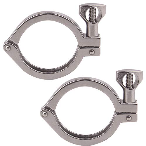 Tri Clamp Single Pin Sanitary Heavy Duty Tri Clamps with Wing Nut for Ferrule TC 2 inch (2 Pack
