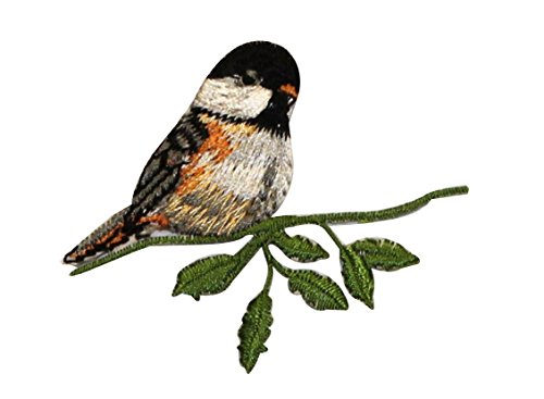ID 0551Z Chickadee Bird Patch Small Swallow Perch Embroidered Iron On Applique