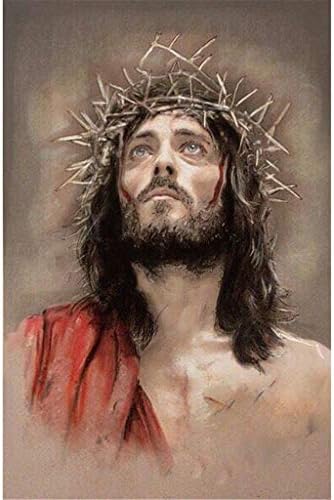 FengGa Religious Jesus Full Drill Diamond Painting 5D DIY Diamond Embroidery Crystal Rhinestone Cross Stitch Mosaic Paintings Arts Craft for Home Wall Decor Decoration Paintings Cross Stitch Kit