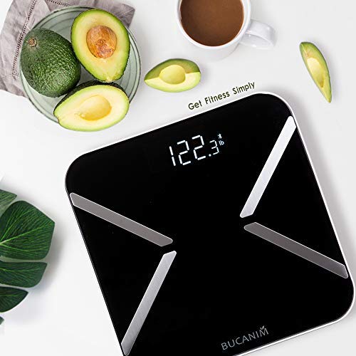 Bucanim Digital Smart Scale Body Fat Analyzer Bluetooth Scale Step-on Digital Weight Bathroom Scale