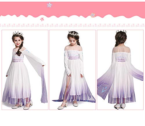 YOJOJOCO Princess Costume Halloween Girls\' Dresses Birthday Party Dress Up Clothes for Little Girls Toddlers (7Y - 8Y, White+Purple)