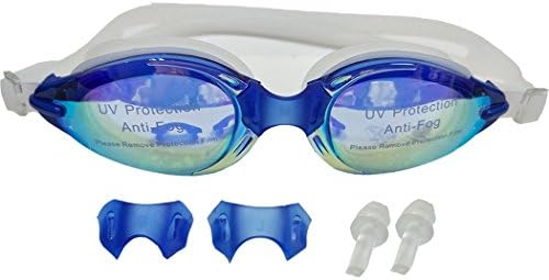 Ppysports Adult Swimming Goggles with Anti Fog, UV Protection, Interchangeable Nose Bridge, Clear Earplug - Suitable for Man and Women