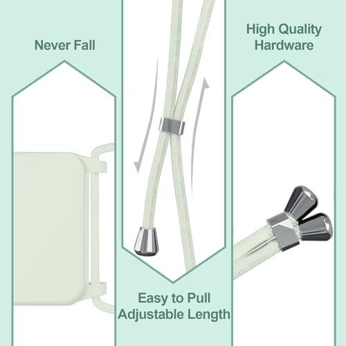 BEENTRYS Funda con Cuerda para Samsung Galaxy A25 5G Funda,Líquida Silicona Niñas Mujeres Suave TPU Antigolpes Cubierta Prueba Golpes Carcasa con Cordón Ajustable Collar Correa-Blanco