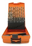 Accusize Industrial Tools M35 H.S.S. plus 5% Cobalt Metric Drill Set, 135 Deg Split Point, 1 to 10mm by 0.5mm in Plastic Box, 3110-1119