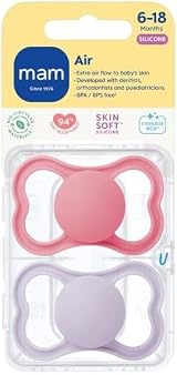 MAM Air Soothers 6-18 Months 2 Pack Pink With Self Sterilising Case view 2