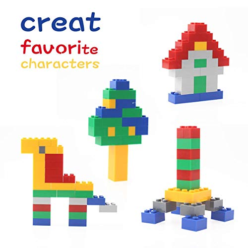 Building Blocks 500 Pieces Set, Building Bricks Creative DIY Interlocking Toy Set Random Colors Mixed Shape ABS Puzzle Construction Toys Set for Kids and Toddlers (500 PCS) - Thumbnail 5
