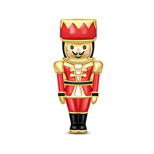 GNOCE "Gift The Nutcracker Robot Police Charms Special Yellow Gold Plated Festivity Decorative Nutcracker 925 Sterling Silver Charm Bead Happy Mothers Day! Dangle Fit Bracelet/Necklace for Girl Women - Thumbnail 5