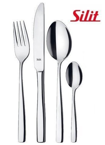 Silit Lucca Besteckset, 24-teilig, für 6 Personen, Monobloc-Messer, Crominox Edelstahl poliert, spülmaschinengeeignet