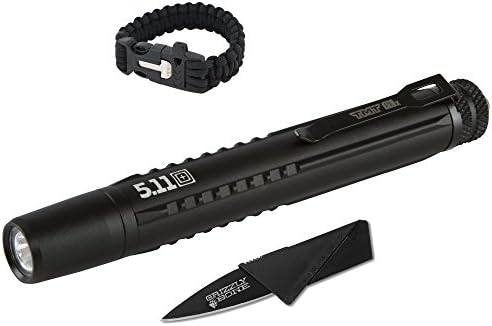 NEW Combo Pack Bright 5.11 TMT PLX Penlight Black Tactical Ultimate Flashlight For Zombie Apocalypse Camping Power Outage Survival Kit W/ Free Paracord Bracelet &amp; Credit Card Knife Survival Life
