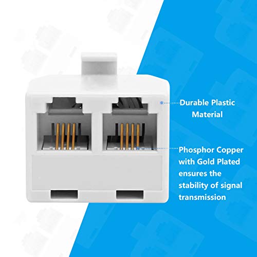 Phone Jack Splitter, RJ11 6P4C Duplex Wall Jack Phone Line Splitter