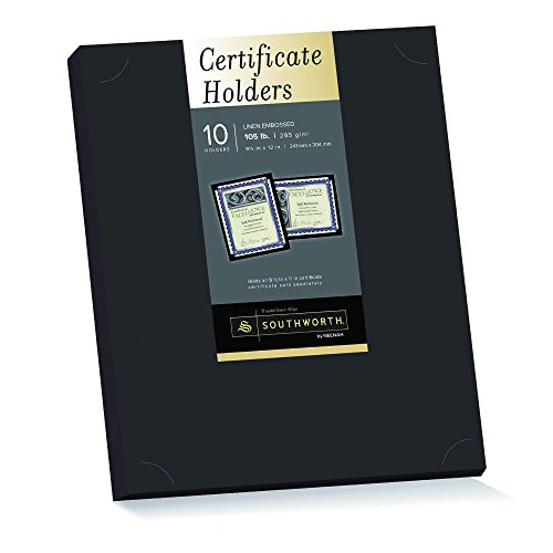 Southworth Certificate Holder, 9.5 x 12 Inches, 105 lb, Black Linen Finish, 10 Count (PF18)