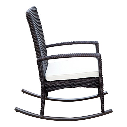 Outsunny Schaukelstuhl Schwingsessel Gartenstuhl mit Kissen, Polyrattan+Metall, Schwarz+Creme, 66 x 88 x 98 cm – Bild 5