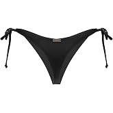 RELLECIGA Women's Thong Bikini Bottom | T Back,Low Waisted,High Leg,Adjustable Tie Side,Full Lining,Minimal Coverage Swim Bottoms for Beach,Vacation,Pool