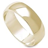 6MM Stainless Steel Yellow Gold Plated High Polished Comfort Fit Traditional Dome Wedding Ring -Crazy2Shop