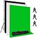 Amzdeal Photography Backdrop Stand 6.6 ft x 10 Photo Backdrop Stand Kit Washable White Black Green Background Stand Support System with 3 Clamps and a Carrying Bag