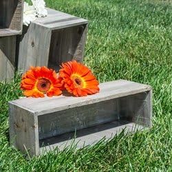 Rustic Barn Wood Planter Box with Plastic Liner, 12 x 4 Inch Rectangle