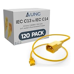 120 Pack UNC 2ft PDU Power Cable C13 to C14 10Amp