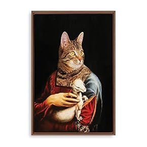 Framed Canvas Home Artwork Decoration Humor Animal Canvas Wall Art for Living Room, Bedroom - 16x24 inches
