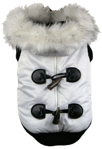PET LIFE Fashion Designer Aspen Winter-White Parka Pet Dog Coat Jacket w/ 3M Insulation Technology, Medium, Winter White