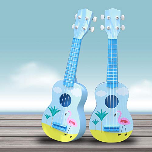 YOLOPLUS+ Kids Ukulele Guitar Toy Simulation 4 Strings Children Musical Instruments Educational Learning for Toddler Beginner Keep Tone Anti-Impact (21 Inch Flamingo)