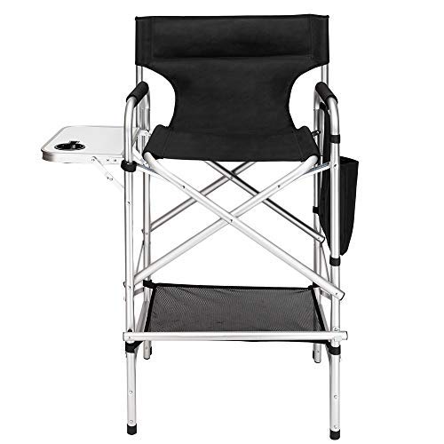 Mefeir Tall Director Makeup Artist Chair Bar Height, Aluminum Frame