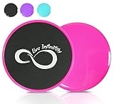 Live Infinitely Gliding Core Disc Sliders 2 Pack Exercise On Any Surface with Our Non-Catch Edges Designed for Smooth Sliding – Dual Sided Trainers Ideal for Home Abdominal & Core Workouts -Pink