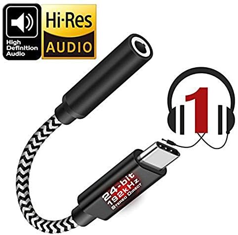 USB C to 3.5mm Adapter,ACCGUYS Hi-Res Headphone Jack Audio Adaptor Compatible with iPad Pro 2018,Google Pixel 2 3 XL,Huawei P20 Pro/P30 Pro,OnePlus 6T,HTC U11,Samsung Galaxy