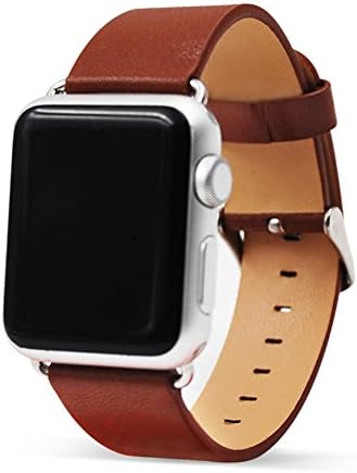 Apple Watch Band - Genuine Leather Iwatch Strap Replacement Band with Stainless Metal Clasp For 38mm 42mm Series 1 Series 2 (Brown, 38mm)