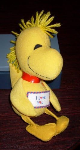 Peanuts Baby Snoopy WOODSTOCK Plush SQUEAKER Valentine Doll "I LOVE YOU" Toy