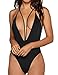 Zero City Women Monokini Swimsuits One Piece Bathing Suit Deep V Backless Black